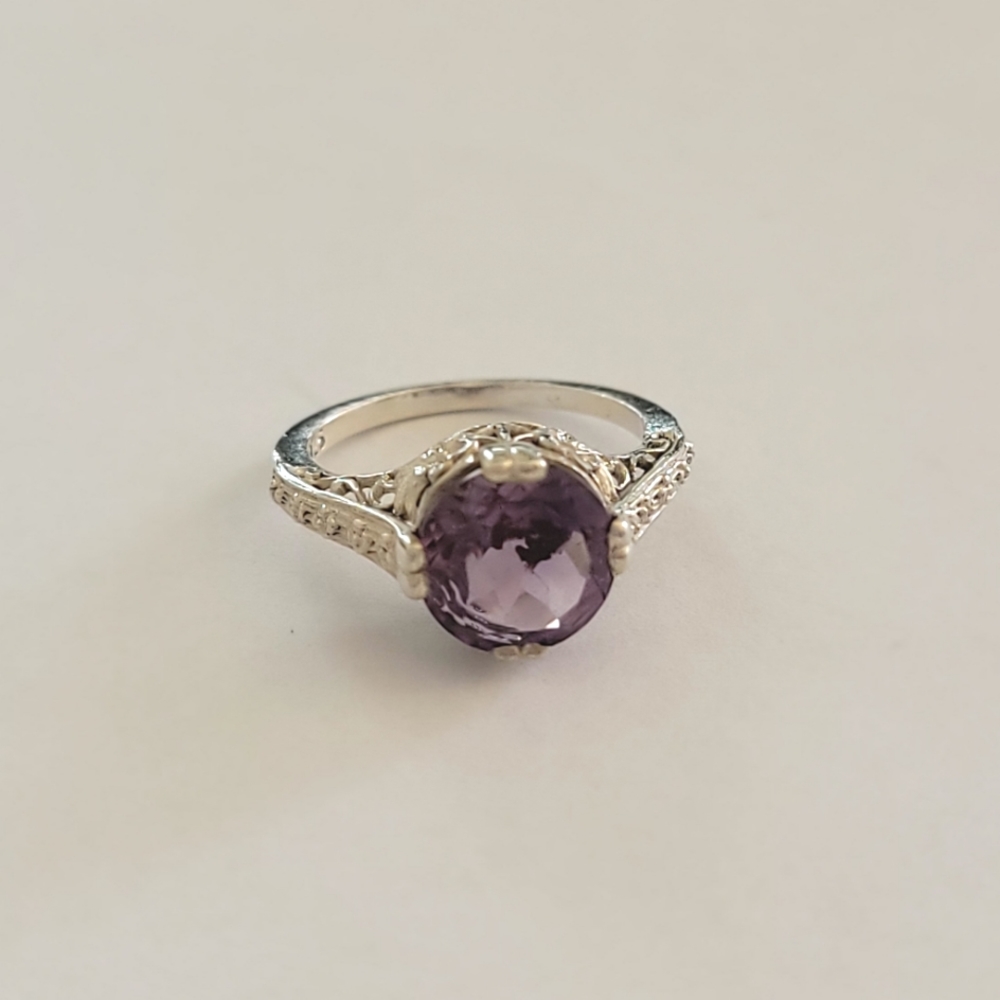 Amethyst And Sterling Ring - Size 5 1/2